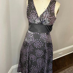 Ted Baker Silk Gray and Lavender Floral Cocktail Dress